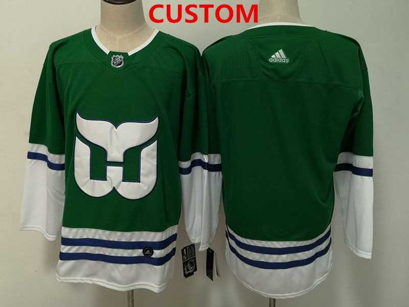 Mens Hartford Whalers Custom Green Adidas Jersey->customized nhl jersey->Custom Jersey